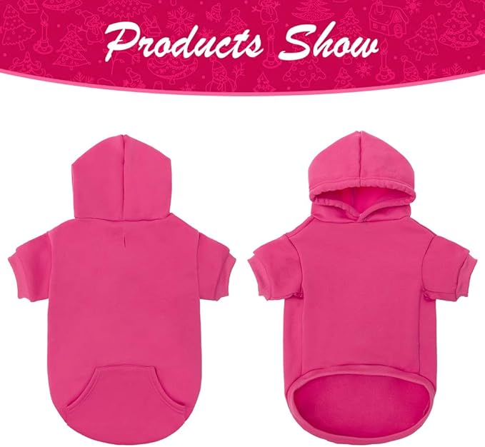 KOOLTAIL Dog Hoodie for Large Medium Small Dogs,Soft and Warm Pet Sweater with Leash Hole and Pocket Boy Girl,Puppy Fall Winter Jacket Clothes,French Pitbull Cold Weather Coat Sweatshirt,Deep Pink S