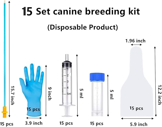 15 Set AI Artificial Insemination Dog Breeding Kit, Canine Breeding Kit, Disposable Canine Artificial Insemination, Dog Insemination Breeder Kit, Canine Breeding Supplies for Large Breeds (15.7 inch)L