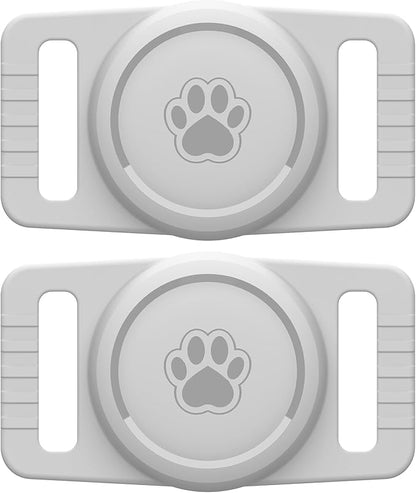 GOCII for Airtag Dog Collar Holder 2 Pack,Waterproof Dog Collar Holder for Apple AirTag(Gen 1 & 2),Silicone Air Tags Case for Dog Collars(Light Gray)