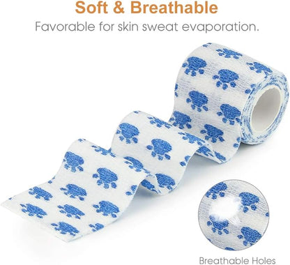 AUPCON Vet Wrap Cohesive Bandages Bulk Self Adhesive Bandage Wrap Self Adherent Wrap Non-Woven for Dogs Pet Animals & Ankle Sprains & Swelling 2 Inch x 5 Yards (2 Inch Mixed Claw)