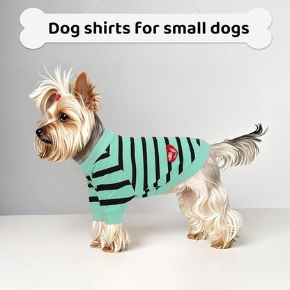 Dog Shirts for Small Dogs, Striped T-Shirts Pets Vest Pet Apparel Tee Shirts Dog Tank Top Spring Summer Suitable for Chihuahua French Bulldog Bichon Shih Tzu