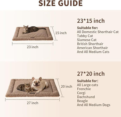Plush Cat Kneading Bed Mat, Premium Plush Fabric Bed with Non-Slip Bottom, 3cm Thick All-Season Cushion for Cats Who Knead, Machine Washable Anti-Static Pet Bed, 23x15 Inch, Coffee