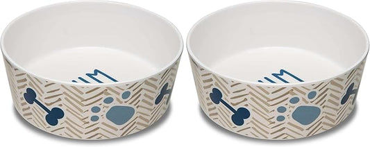 Loving Pets Dolce Moderno Yum Chevron Dog Bowl, Small (Pack of 2)