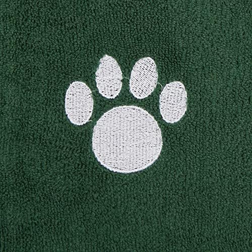 Bone Dry Pet Grooming, Embroidered Microfiber Towel Drying Collection, 15x30, Hunter Green