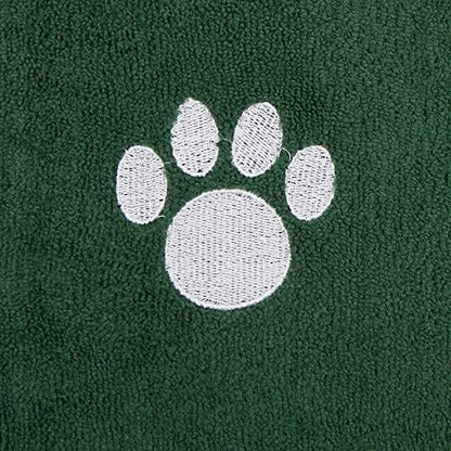 Bone Dry Pet Grooming, Embroidered Microfiber Towel Drying Collection, 15x30, Hunter Green