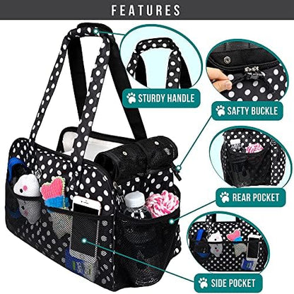 PetAmi Small Dog Purse Carrier, Airline Approved Soft Sided Tote, Polka Dot