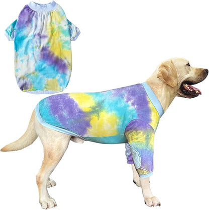 Tie Dye Dog Clothes for Extra Large Dogs Breathable Cotton Dog Shirt Dog Pajamas Big Dogs Boy Girl Blue XL