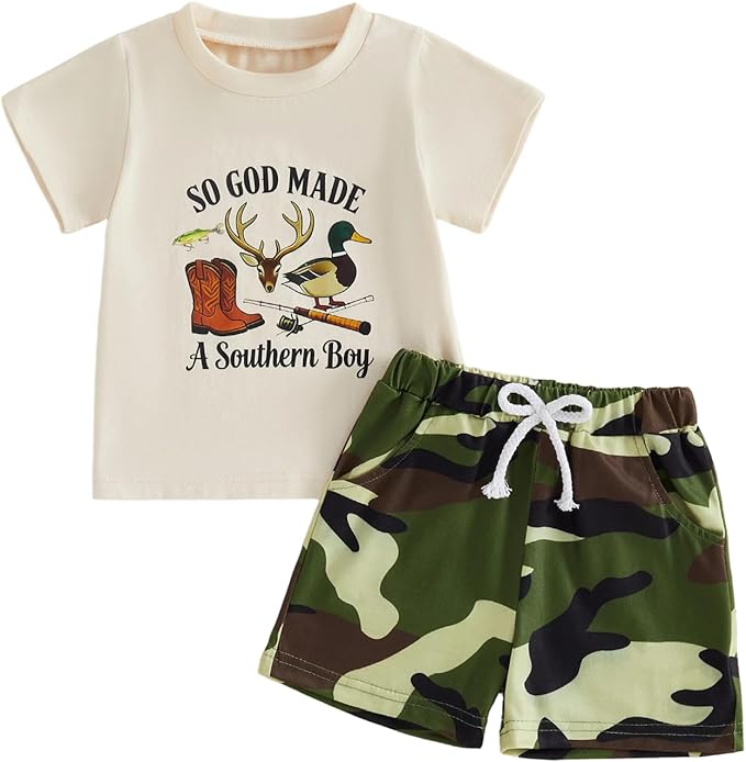 Toddler Baby Boy Clothes 6 12 18 24 Months Summer Outfit Short Sleeve T-Shirt Tops Camo Shorts Set 2T 3T 4T