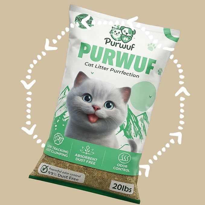 Premium Clumping Cat Litter, for All Types of Cats – 99% Dust Free, Strong Odor Control, Fast Clumping, Low Tracking Natural Clay Litter - 20lbs Bag