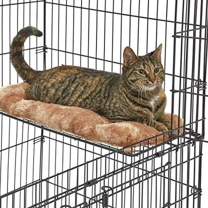 MidWest Homes for Pets Folding Metal Indoor Cat Playpen, Cage Includes Locking Wheels, 3 Platforms, Removable Tray, Plush Bed, Suited for 1-3 Cats