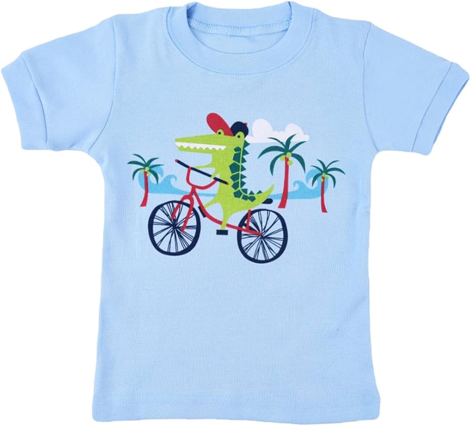 Popshion Boys Pajamas 100% Cotton Toddler Clothes Summer Pjs for Boy Planet Dinosaur Sleepwear Kids Short Sets 2-10 Years