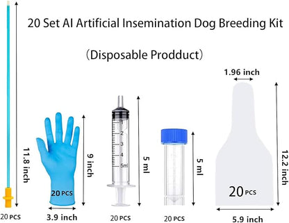 20 Set AI Artificial Insemination Dog Breeding Kit, Dog Ai Breeding Kit, Insemination kit for Dogs, Pet Breeding Supplies for Medium Breeds（11.8 inch）