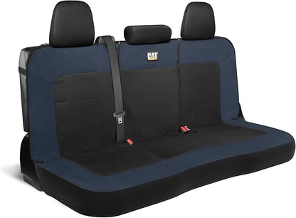 Cat MeshFlex Blue & Black Rear Seat Cover for Car – Durable Canvas & Mesh Design 60/40 Split Bench Protector for Cars, Trucks & SUVs – Back Seat Cover for Rear Bench – Interior Car Accessory