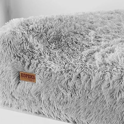 KOPEKS Dog Bed Chew Proof Replacement Cover Memory Foam Beds - Extra Large (Jumbo Size) - Fluffy Grey