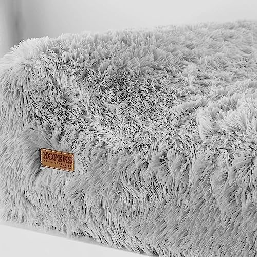KOPEKS Dog Bed Chew Proof Replacement Cover Memory Foam Beds - Extra Large (Jumbo Size) - Fluffy Grey
