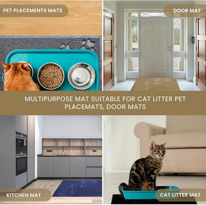 Andalus Small Cat Litter Mat, Pack of 1 - Waterproof, Non-Slip & Easy to Clean Cat Litter Box Mat for Extra Efficient Pet Litter-Trapping, Beige (15.75” X 11.75”)