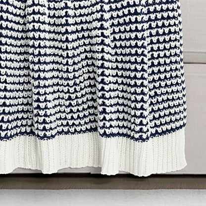 Lush Decor Chic and Soft Knitted Throw Blanket Single 50" W x 60" L Navy - Navy Throw Blankets for Bed - Couch Blanket - Soft Blankets