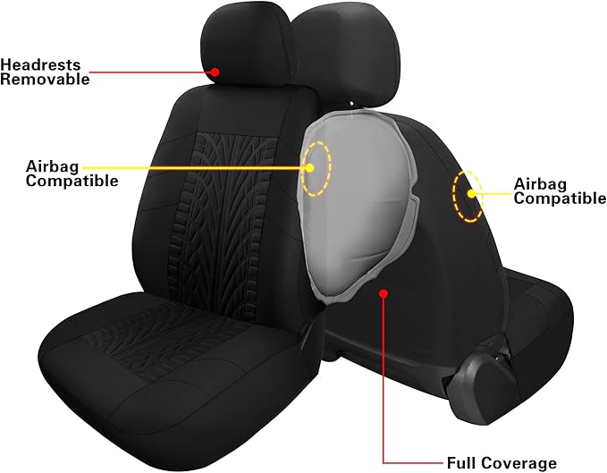 VarCozy Car Seat Covers Front Pair,Universal Cloth for Car,Breathable & Washable SUV, Sedan, Van, Automotive Interior Covers, Airbag Compatible