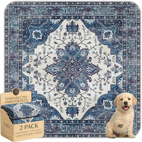 Washable Pee Pads for Dogs,Great Urine Absorbent Reusable Puppy Training Pads,Waterproof,Leak-Proof & Non-Slip Potty Pads for Whelping,Crate,Playpen,Bed.(Dark Navy Floral,36"x36")