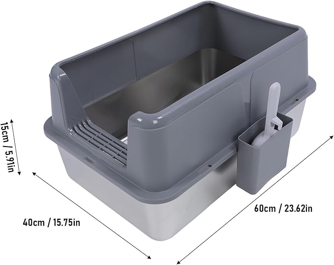 Aramox Half Clad Stainless Steel Cat Bedroom with Metal with High Metal for Cats for Animal Owners and Their Like Friends Closed. (Grey)