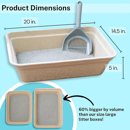 Luli & Cat Disposable Litter Boxes for Cats | Jumbo Sized 4-Pack | Durable and Water Resistant