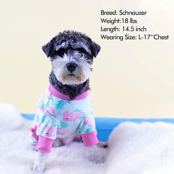 KYEESE Dog Pajamas Velvet Dog Pajamas Medium Sized Dogs Soft Dogs Clothes Pjs with Flamingo Pattern Stretchy Pet Jammies Coat Comfy Pet Onesie Costume, 2X-Large