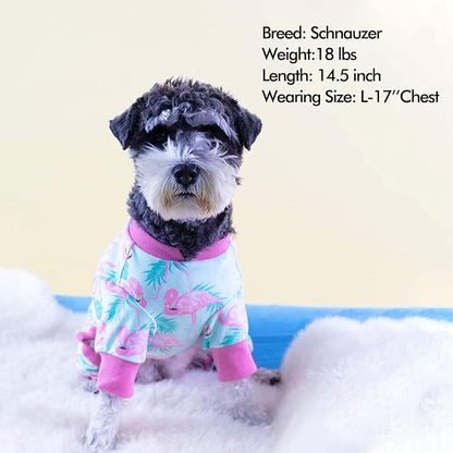 KYEESE Dog Pajamas Velvet Dog Pajamas Medium Sized Dogs Soft Dogs Clothes Pjs with Flamingo Pattern Stretchy Pet Jammies Coat Comfy Pet Onesie Costume, 2X-Large