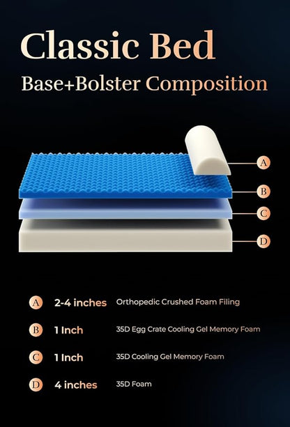 NOAH & PAW Dog Bed, 28x23x7.5 Inch, Orthopedic Dog Beds for Medium Size Pets, Eggshell Memory Foam Infused with Cooling Gel, Waterproof, Machine Washable, Includes Inner Cover (Denim Collection)