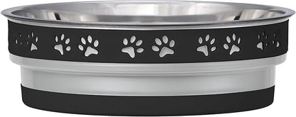 Loving Pets Corsa Dog Bowls- Stainless Steel Dog & Cat Bowls - Spill Proof Dog Food Bowl, Cat Bowl, Puppy Essentials & Pet Supplies Great for Home & Travel (Large 35-65 lbs, Stealth Black)