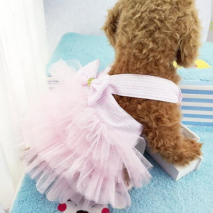 Dog Dresses, Fashion Pet Dog Clothes, Striped Mesh Puppy Dogs Princess Dresses (Pink/Blue/Denim(3pack), Small)
