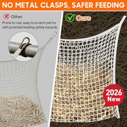 Slow Feed Hay Net, 2 PCS Large Capacity Hay Bags for Horses, Easy-to-Hang