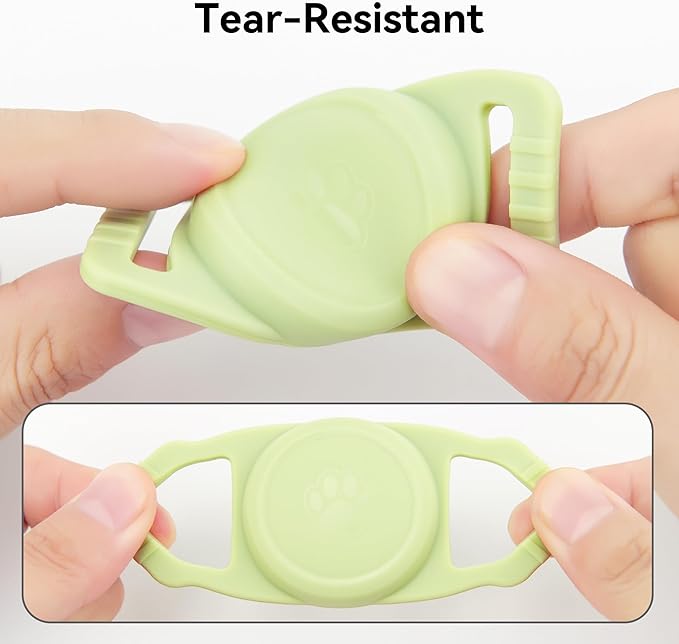 GOCII for Airtag Dog Collar Holder 2 Pack,Waterproof Dog Collar Holder for Apple AirTag(Gen 1 & 2),Silicone Air Tags Case for Dog Collars(Glow Green)
