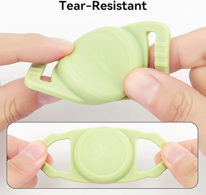 GOCII for Airtag Dog Collar Holder 2 Pack,Waterproof Dog Collar Holder for Apple AirTag(Gen 1 & 2),Silicone Air Tags Case for Dog Collars(Glow Green)