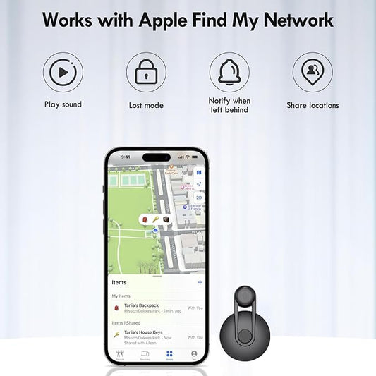 Htag GPS Tracker for Kids 2PCS, Key Finder Works with Apple Find My (iOS only),Privacy Protection, Lost Mode, Waterproof,Bluetooth Tracker for Children, Seniors, Pets, Backpack(Black)