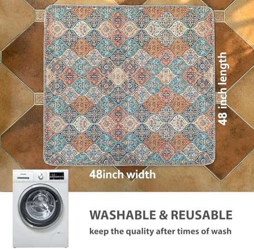 nunubaby Washable Pee Pads for Dogs, Stylish, Non-Slip and Leak-Proof Pee Pads. Reusable Potty Pads for Dogs for Crates and Floors.(Cream/Multi, 48" x48" )