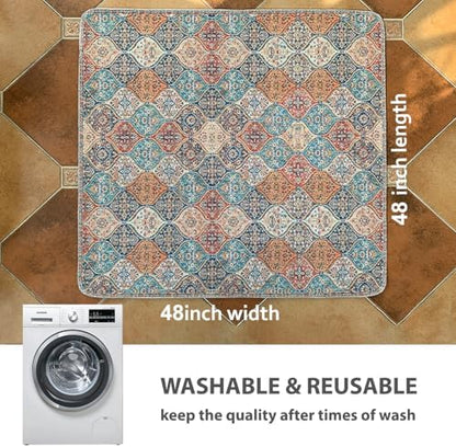 nunubaby Washable Pee Pads for Dogs, Stylish, Non-Slip and Leak-Proof Pee Pads. Reusable Potty Pads for Dogs for Crates and Floors.(Cream/Multi, 48" x48" )