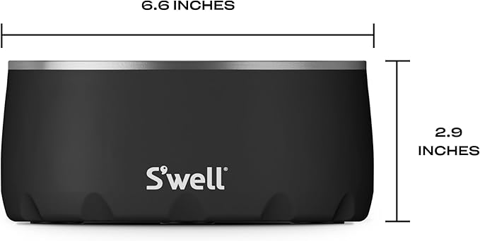 S'well Stainless Steel Pet Bowl, 32oz, Onyx, for Small to Medium Size Dogs, Mess Free Design with Non Slip Rubber Bottom, Dishwasher Safe, BPA Free