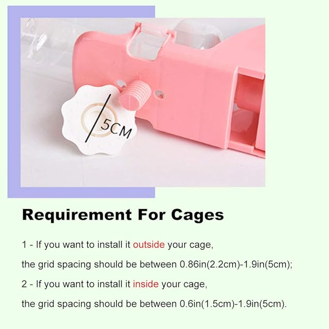 17oz Rabbit Water Feeder, Pet Cage Suspended Water Dispenser, Hanging Automatic Small Animal Bottle Bowl for Bunny Chinchilla Hedgehog Ferret Hamster