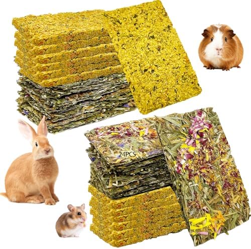 Hamiledyi Rabbit Chew Toys 24 Pcs Guinea Pig Chew Toys for Teeth Natural Grinding Teeth for Chinchilla Bunny Hamster Gerbil Rat Small Animals