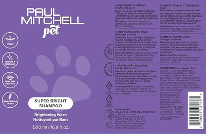Paul Mitchell Pet Super Bright Shampoo, Brightening Wash, Whitening Dog Shampoo, 16.9 fl. Oz