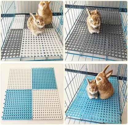 Rabbit Cage Mat Floor 24 Pcs Plastic Bunny Resting Mats for Wire Cage Bottom 12x12 Washable Small Animal Feet Pad with Holes for Chinchilla Ferret Guinea Pig Easy to Cut and Splice (Grey)