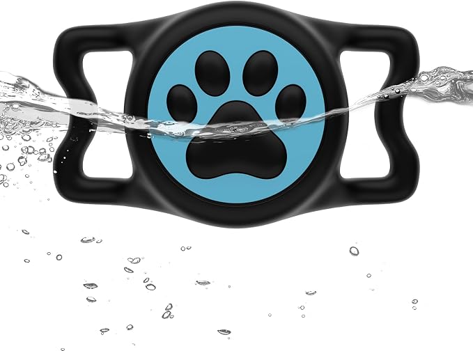IP68 Waterproof Dog AirTag Holder for Dog Collar, Soft, Stretchy Silicone | Full-Body Protection, Easy Tool-Free Installation, Quiet, No-Dangle Fit, Lightweight, Fits Dog & Cat Collars of All Widths