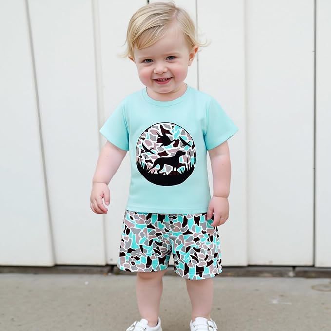 Toddler Baby Boy Clothes 6 12 18 24 Months Summer Outfit Short Sleeve T-Shirt Tops Camo Shorts Set 2T 3T 4T