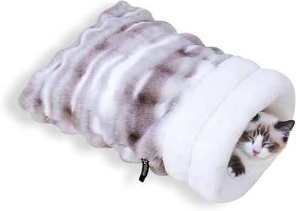 Cat Sleeping Bag, Puppy Sleeping Bag, Warm Pet Sleep Sack, Plush Pet Bed Mat, Washable Hideout Cave for Cat and Small Dog