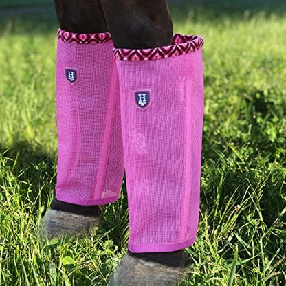 Fine Mesh Fly Boots Loose Fitting & Non-Slip Horse Fly Leggings Fleece Air Flow (Set of 4)