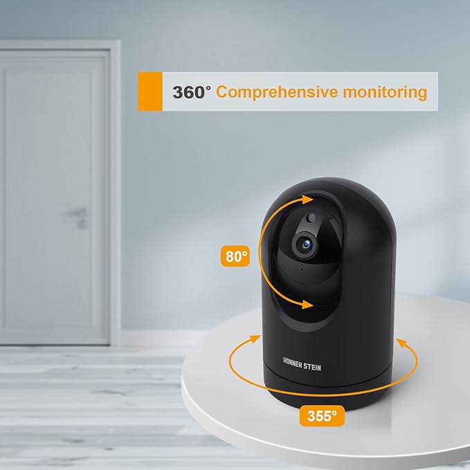 Indoor Security Camera Wireless, 2K Smart Home IP Camera 2.4G/5G Dual-Band WiFi Connection, Two-Way Audio, AI Human Motion Detection, Night Vision, App Remote Control - Black