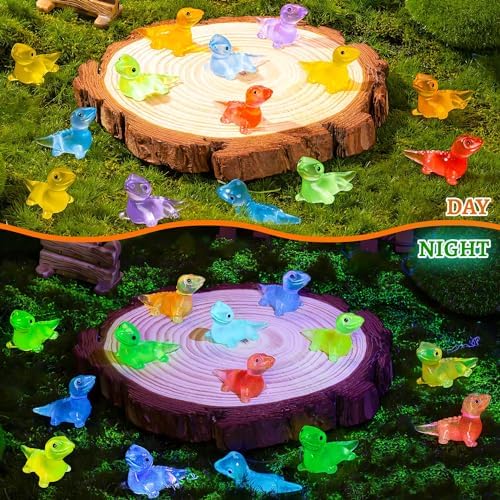 300PCS Luminous Mini Resin Lizards Tiny Glow Lizard Figurines Bulk