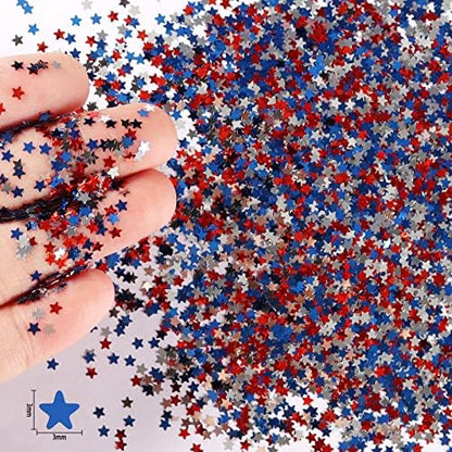 Renfio USA Glitter,1.75 Oz/50g USA Accessories,Star Confetti for Resin