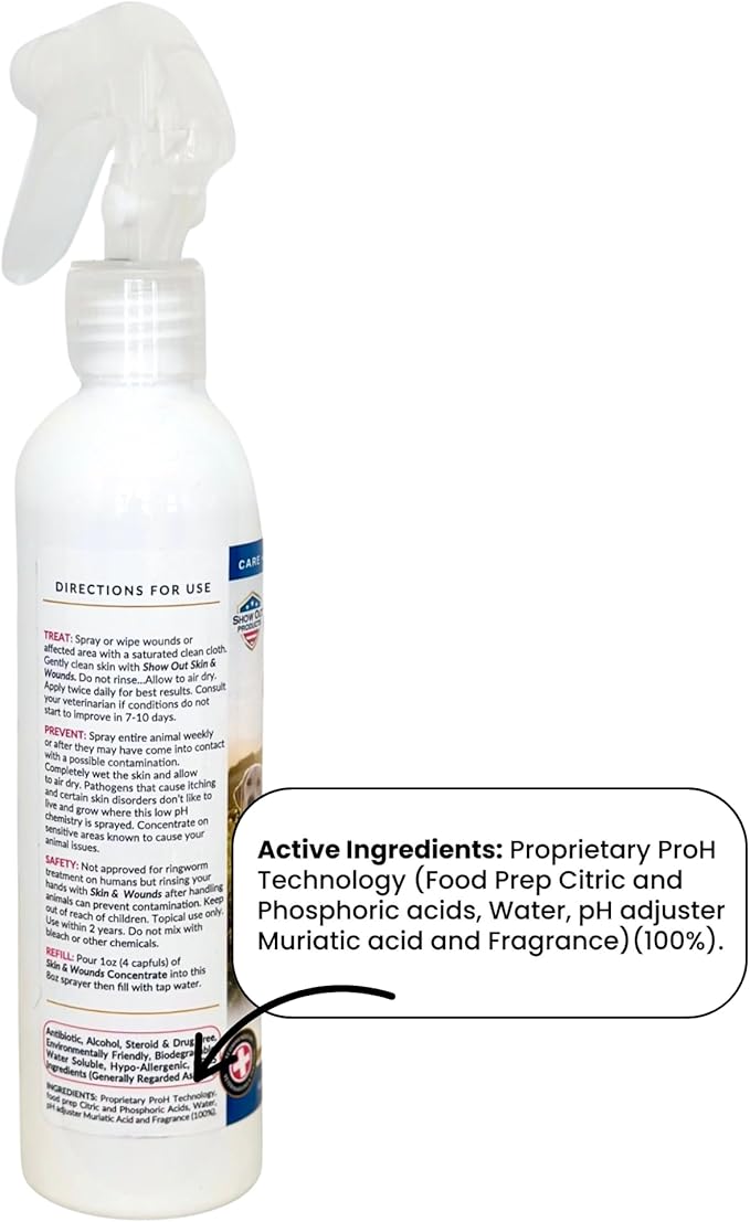 Show Out Skin & Wounds Spray for Dogs — Helps Control Dog Mange & Itchy Skin | Natural Relief for Hot Spots, Ringworm & Dermatitis | Gentle, Vet-Level Care (8 oz)