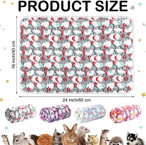 Reginary 4 Pcs Guinea Pig Fleece Cage Liners, Moon Star, 24 x 16 Inch